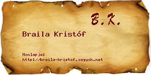 Braila Kristóf névjegykártya